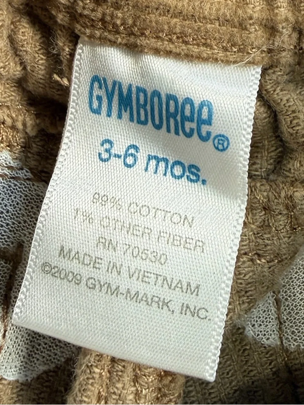 GYMBOREE VINTAGE Baby Boys’‎ Corduroy Cotton Blend Pants Winter Line Size 3-6M